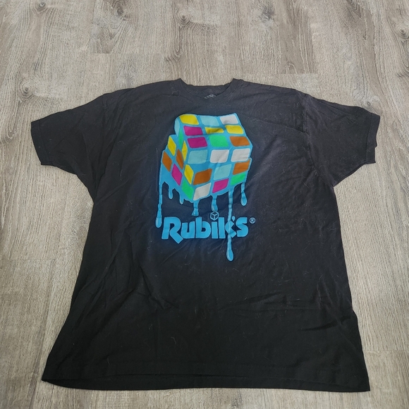 Rubik's Other - Rubiks Cube Melting Cube Mena Short Sleeve T-Shirt Size 2XL XXL 100% Cotton